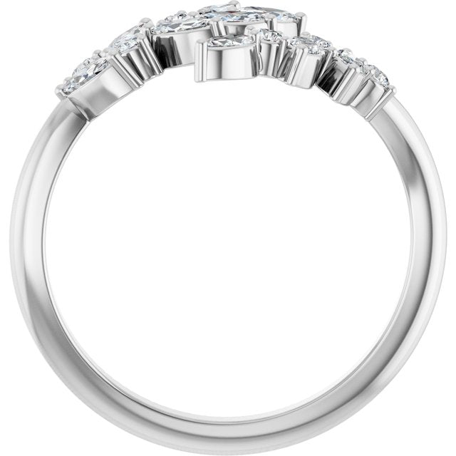 0.90ct Marquise and Round Lab Grown Diamond Open Bypass Ring in 14k Gold