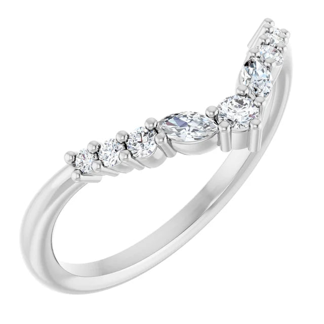 0.25ctw Round and Marquise Ring Enhancer Contour Band