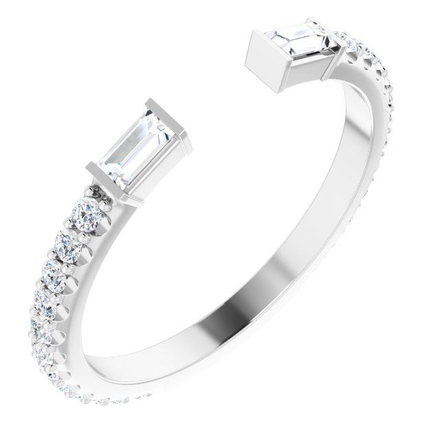 0.50ct Round and Baguette Lab Grown Diamond Open Ring