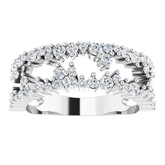 0.80ct Round Lab Grown Diamond Full Scattered Open Band Ring