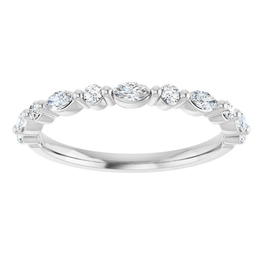 0.25ct Round and Marquise Lab Grown Diamond 1 Prong Half Eternity Ring