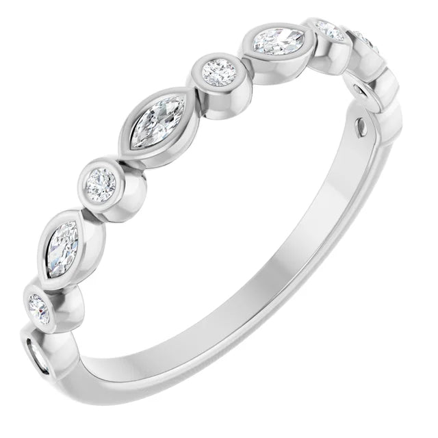 0.30ct Round and Marquise Lab Grown Diamond Bezel set Half Eternity Ring