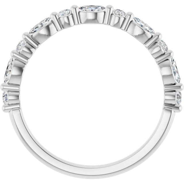 0.25ct Round and Marquise Lab Grown Diamond 1 Prong Half Eternity Ring