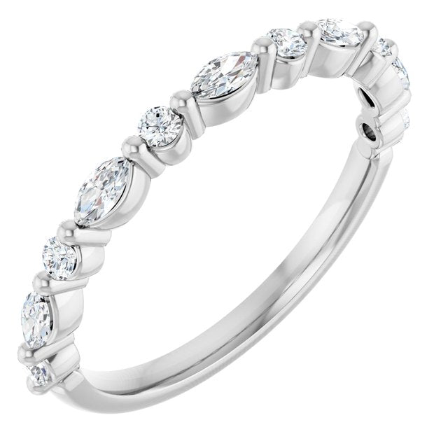 0.25ct Round and Marquise Lab Grown Diamond 1 Prong Half Eternity Ring