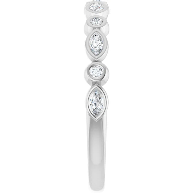 0.30ct Round and Marquise Lab Grown Diamond Bezel set Half Eternity Ring