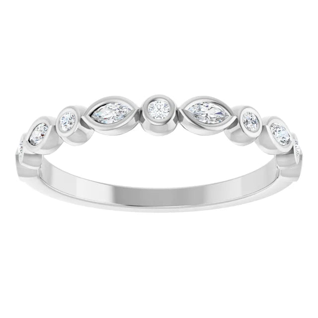 0.30ct Round and Marquise Lab Grown Diamond Bezel set Half Eternity Ring