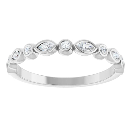 0.30ct Round and Marquise Lab Grown Diamond Bezel set Half Eternity Ring