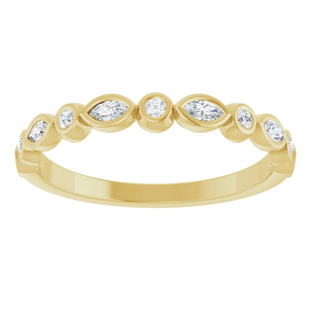 0.30ct Round and Marquise Lab Grown Diamond Bezel set Half Eternity Ring