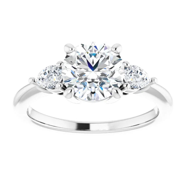 The Isla 1.90ctw Round and Pear cut Lab Grown Diamond Trilogy Engagement Ring