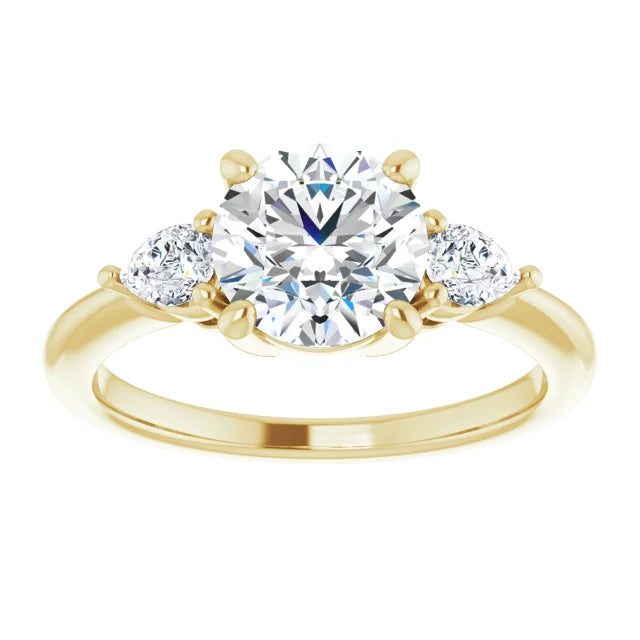 The Isla 1.90ctw Round and Pear cut Lab Grown Diamond Trilogy Engagement Ring