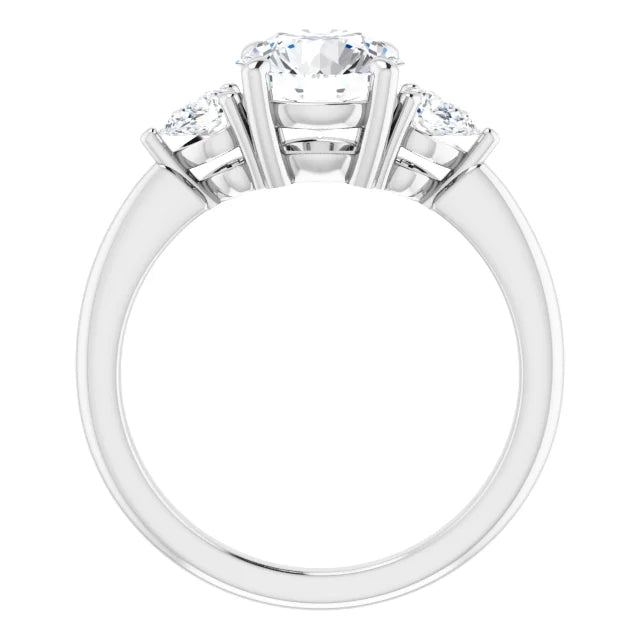 The Isla 1.90ctw Round and Pear cut Lab Grown Diamond Trilogy Engagement Ring