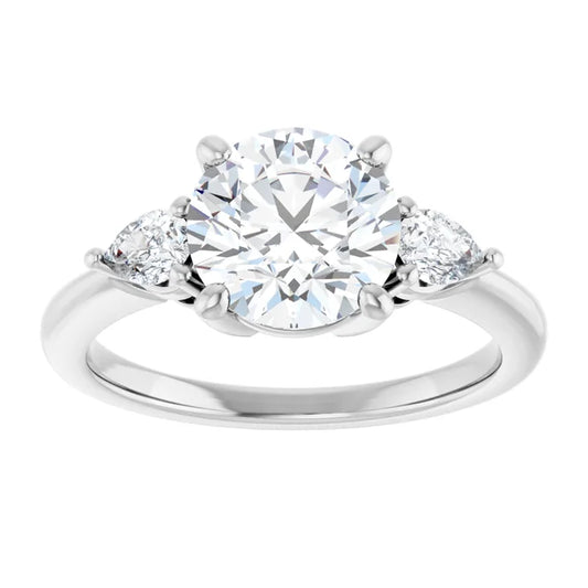 The Isla 2.40ctw Round and Pear cut Lab Grown Diamond Trilogy Engagement Ring