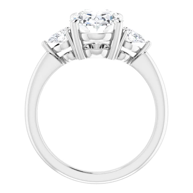 The Isla 2.40ctw Oval and Pear cut Lab Grown Diamond Trilogy Engagement Ring