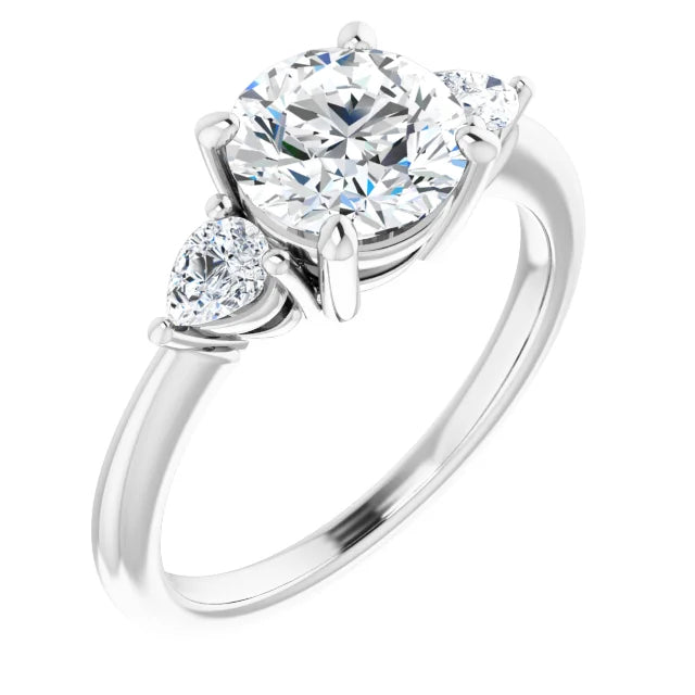 The Isla 1.90ctw Round and Pear cut Lab Grown Diamond Trilogy Engagement Ring
