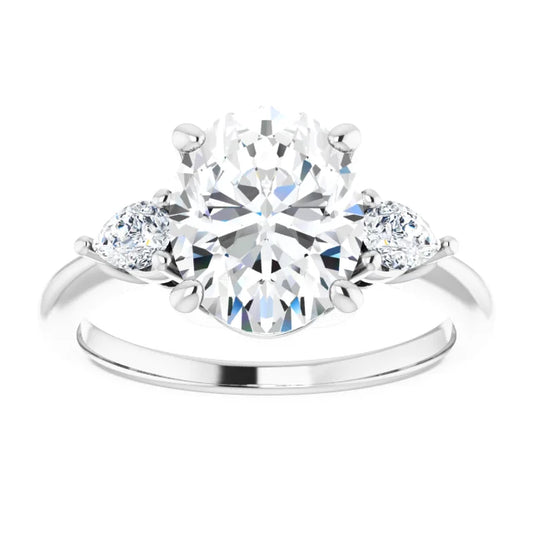 The Isla 2.40ctw Oval and Pear cut Lab Grown Diamond Trilogy Engagement Ring