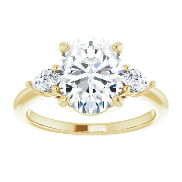 The Isla 2.40ctw Oval and Pear cut Lab Grown Diamond Trilogy Engagement Ring