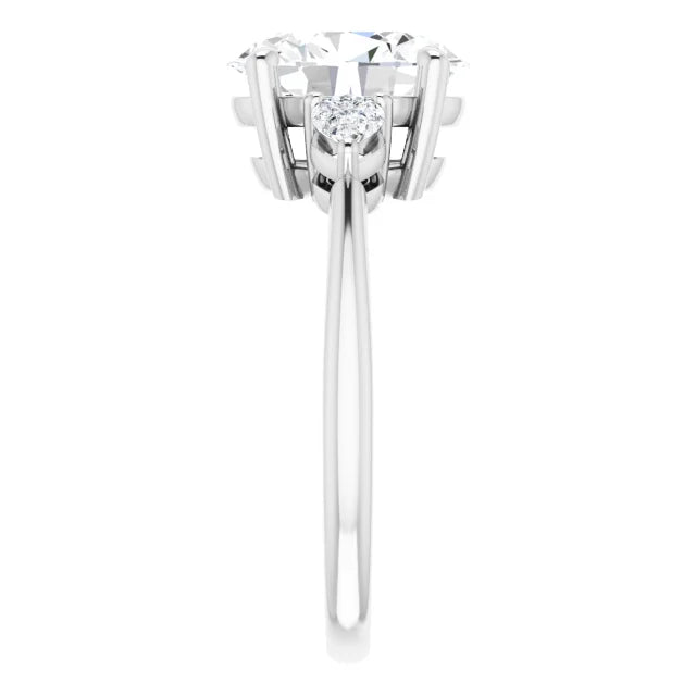 The Isla 2.40ctw Oval and Pear cut Lab Grown Diamond Trilogy Engagement Ring