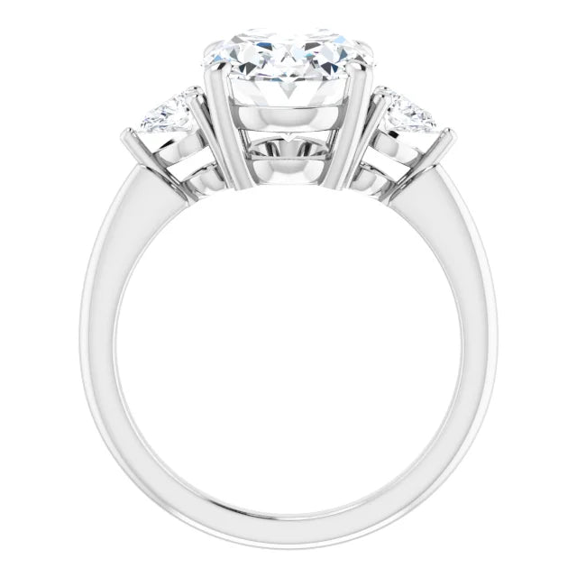 The Isla 3.40ctw Oval and Pear cut Lab Grown Diamond Trilogy Engagement Ring