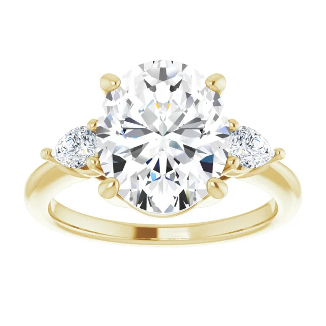The Isla 3.40ctw Oval and Pear cut Lab Grown Diamond Trilogy Engagement Ring
