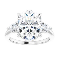 The Isla 4.40ctw Oval and Pear cut Lab Grown Diamond Trilogy Engagement Ring