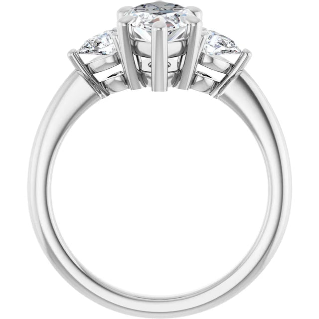 The Isla 2.40ctw Marquise and Pear cut Lab Grown Diamond Trilogy Engagement Ring