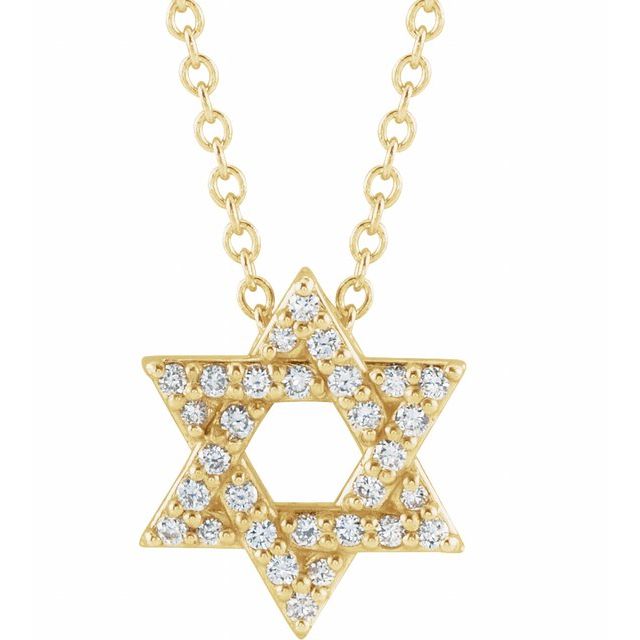 0.15ct Natural Mined Diamond Star of David Necklace in 14k Gold