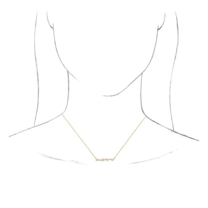 0.36ct Lab Grown Diamond Scattered Bar Necklace in 14k Gold