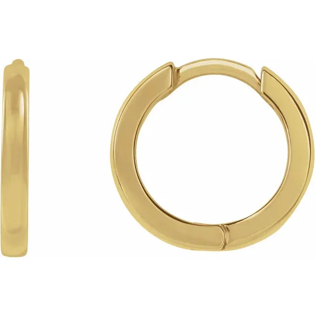 10mm Plain Hinged Hoop Earrings in 14k Solid Gold