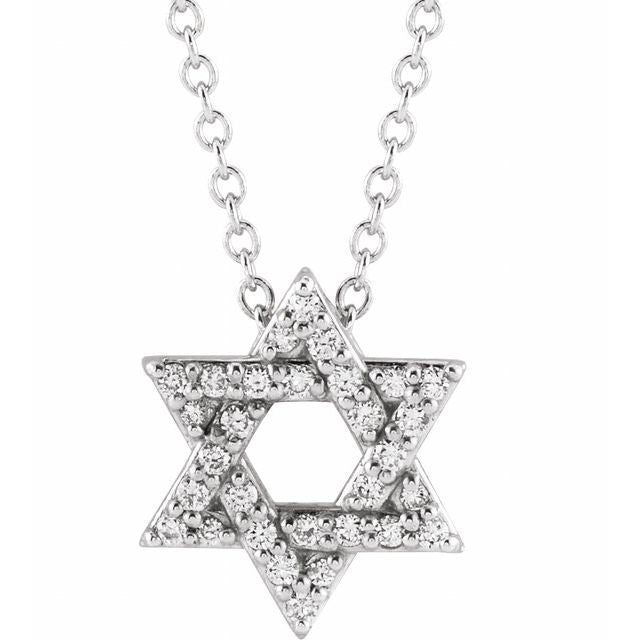 0.15ct Natural Mined Diamond Star of David Necklace in 14k Gold