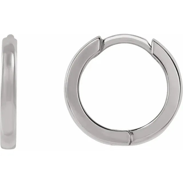 10mm Plain Hinged Hoop Earrings in 14k Solid Gold