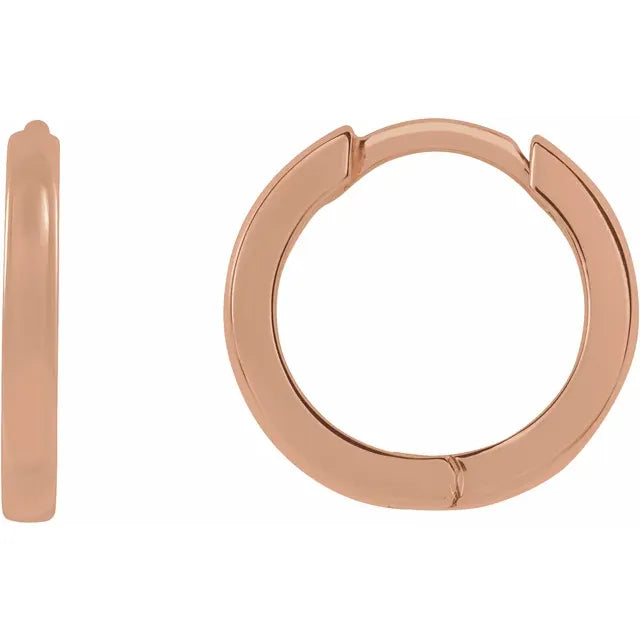 10mm Plain Hinged Hoop Earrings in 14k Solid Gold