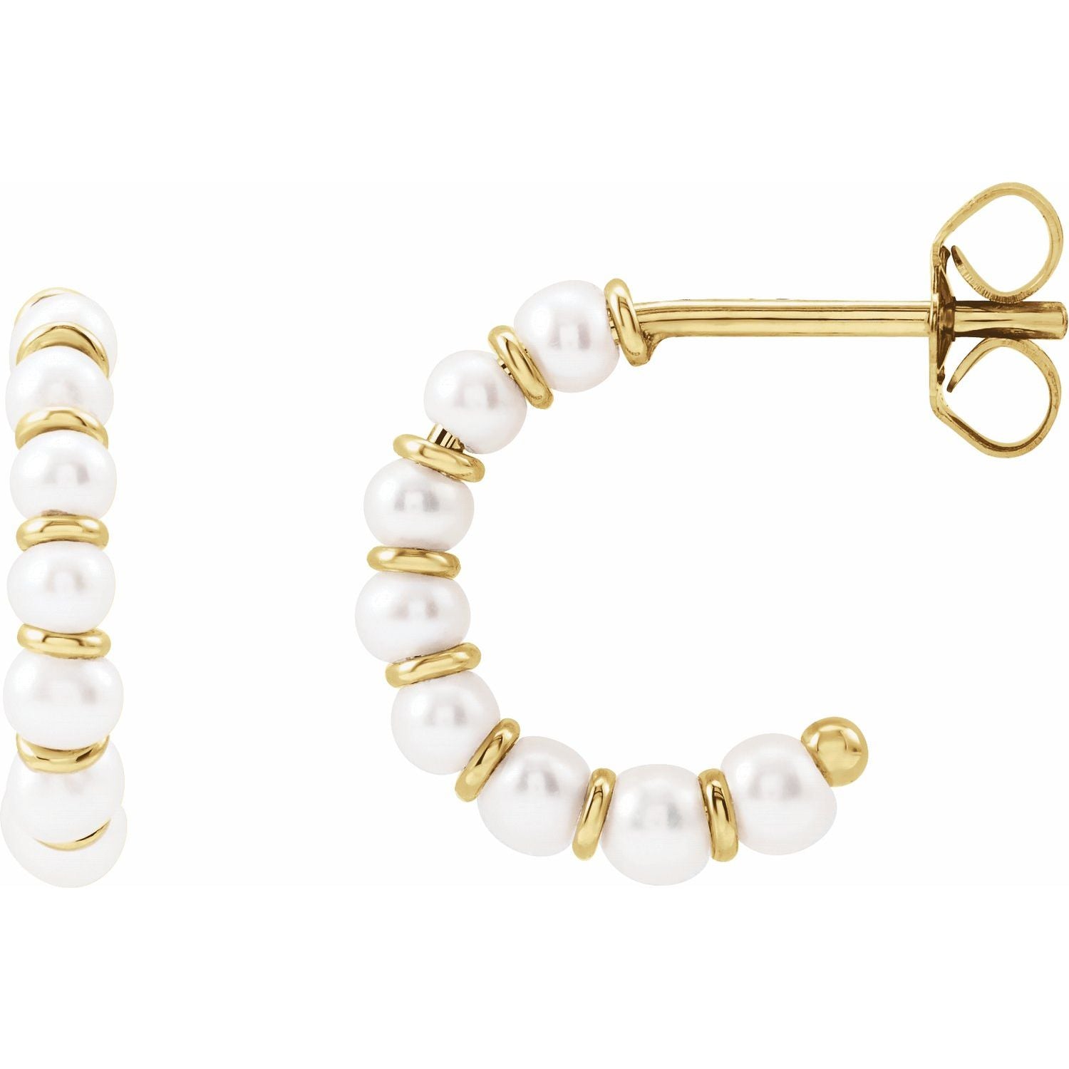 Freshwater Pearl Hoop Earrings in 14k Yellow Gold