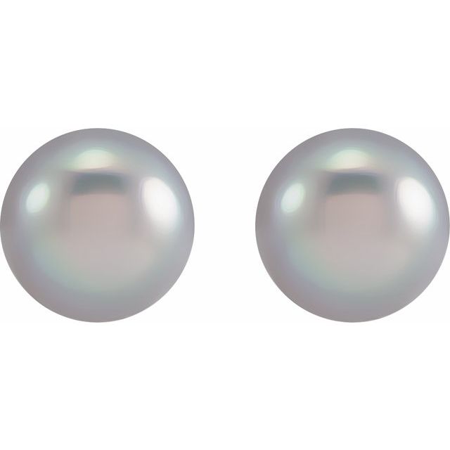 7mm Freshwater Grey Pearl Earrings in 14k White Gold