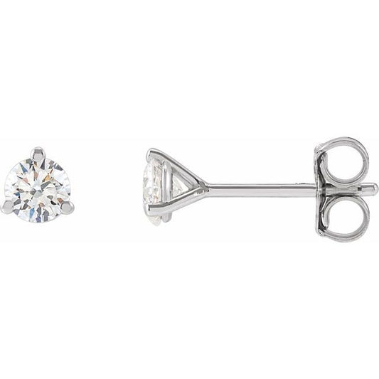 0.25ct Lab Grown Diamond 3 Prong Solitaire Earrings in 14k Gold