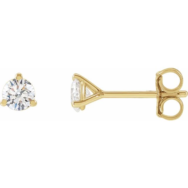 0.25ct Lab Grown Diamond 3 Prong Solitaire Earrings in 14k Gold