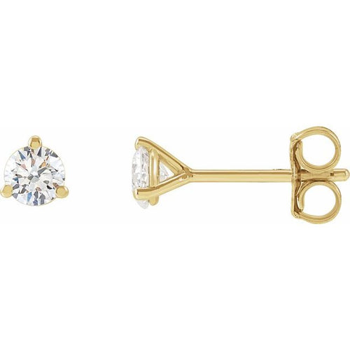 0.25ct Lab Grown Diamond 3 Prong Solitaire Earrings in 14k Gold