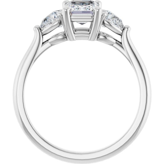 The Ella 1.40ctw Emerald and Pear cut Lab Grown Diamond Trilogy Engagement Ring