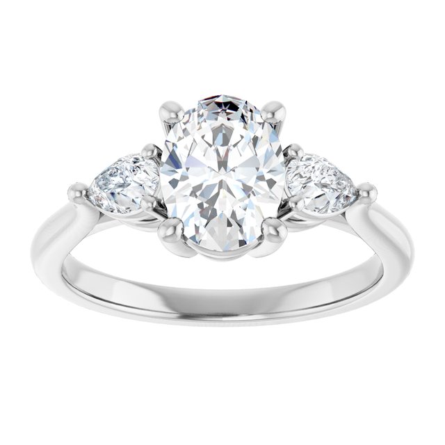 The Ella 1.40ctw Oval and Pear cut Lab Grown Diamond Trilogy Engagement Ring