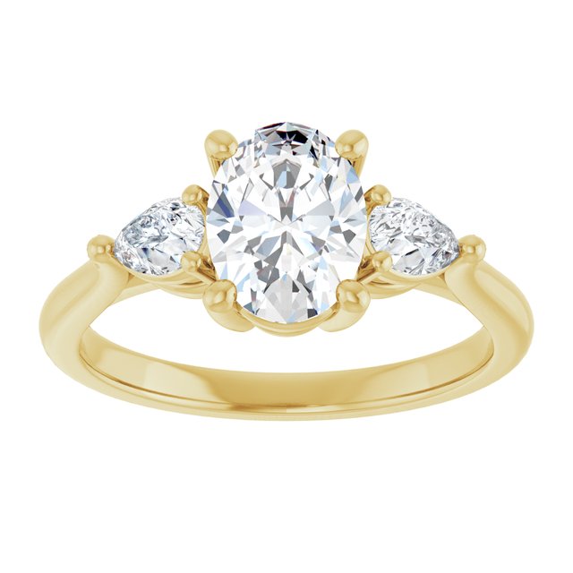 The Ella 1.40ctw Oval and Pear cut Lab Grown Diamond Trilogy Engagement Ring