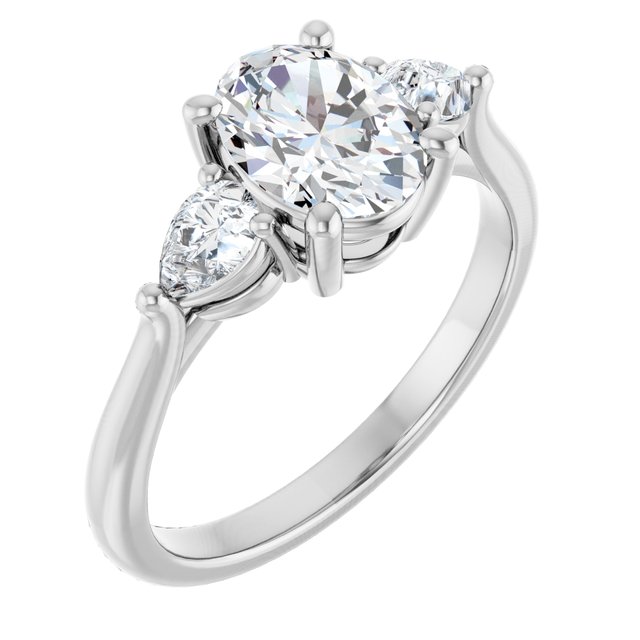 The Ella 1.40ctw Oval and Pear cut Lab Grown Diamond Trilogy Engagement Ring