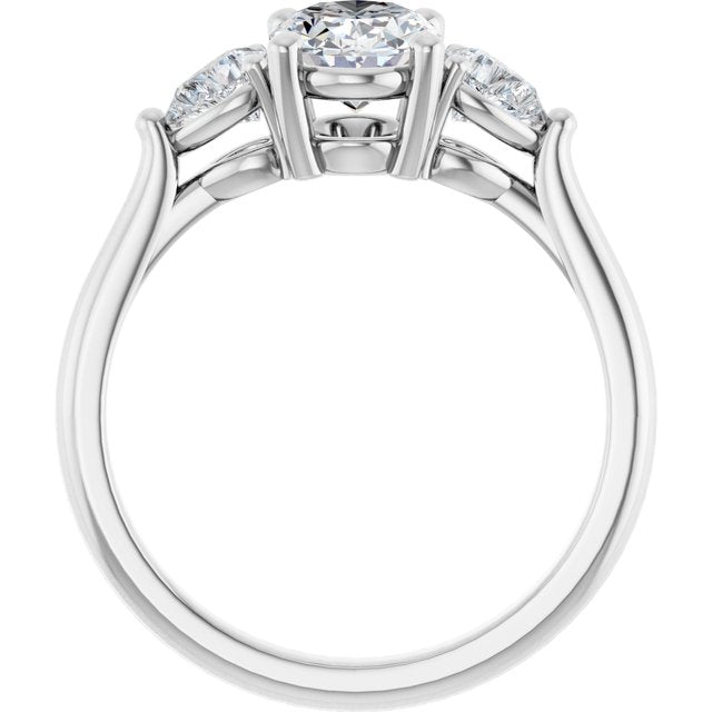 The Ella 1.40ctw Oval and Pear cut Lab Grown Diamond Trilogy Engagement Ring