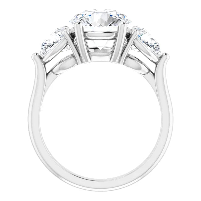 The Ella 4.00ctw Round and Pear cut Lab Grown Diamond Trilogy Engagement Ring