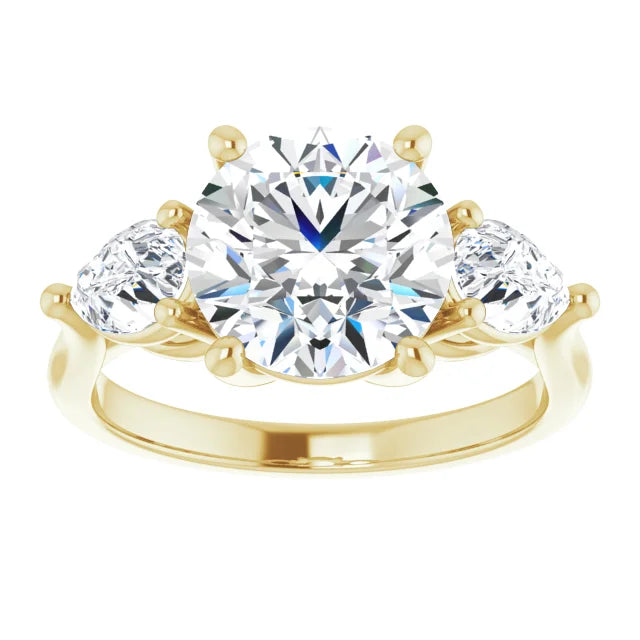 The Ella 4.00ctw Round and Pear cut Lab Grown Diamond Trilogy Engagement Ring