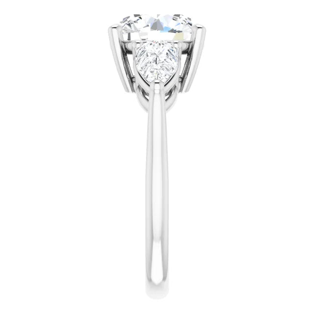 The Ella 4.00ctw Round and Pear cut Lab Grown Diamond Trilogy Engagement Ring