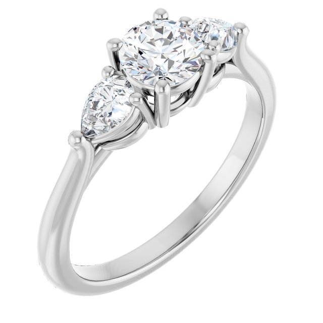 The Ella 0.90ctw Round and Pear cut Lab Grown Diamond Trilogy Engagement Ring