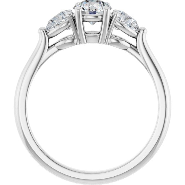 The Ella 0.90ctw Round and Pear cut Lab Grown Diamond Trilogy Engagement Ring