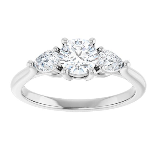 The Ella 0.90ctw Round and Pear cut Lab Grown Diamond Trilogy Engagement Ring