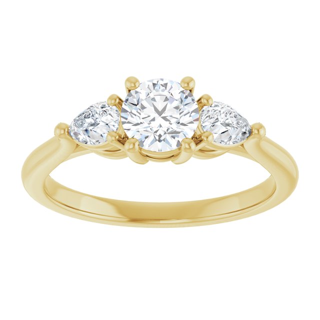 The Ella 0.90ctw Round and Pear cut Lab Grown Diamond Trilogy Engagement Ring