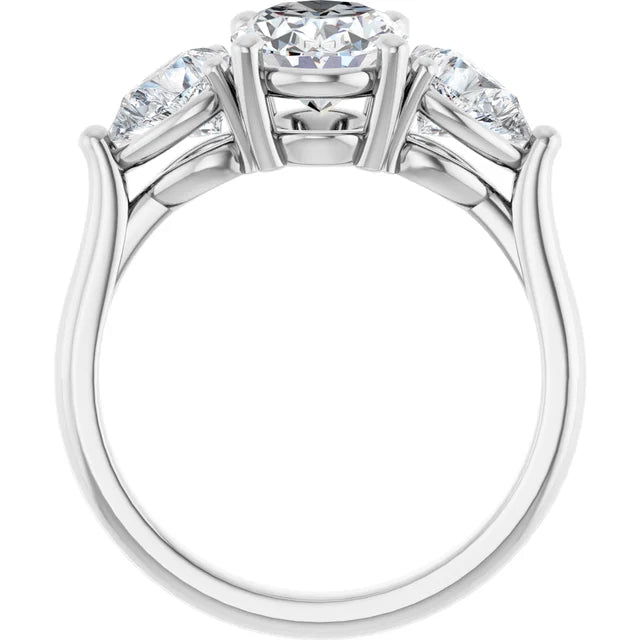 The Ella 3.00ctw Oval and Pear cut Lab Grown Diamond Trilogy Engagement Ring