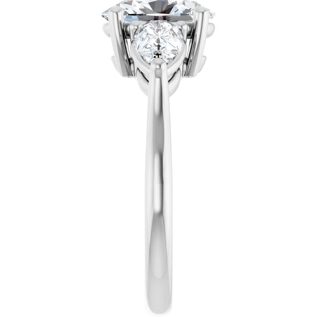 The Ella 3.00ctw Oval and Pear cut Lab Grown Diamond Trilogy Engagement Ring